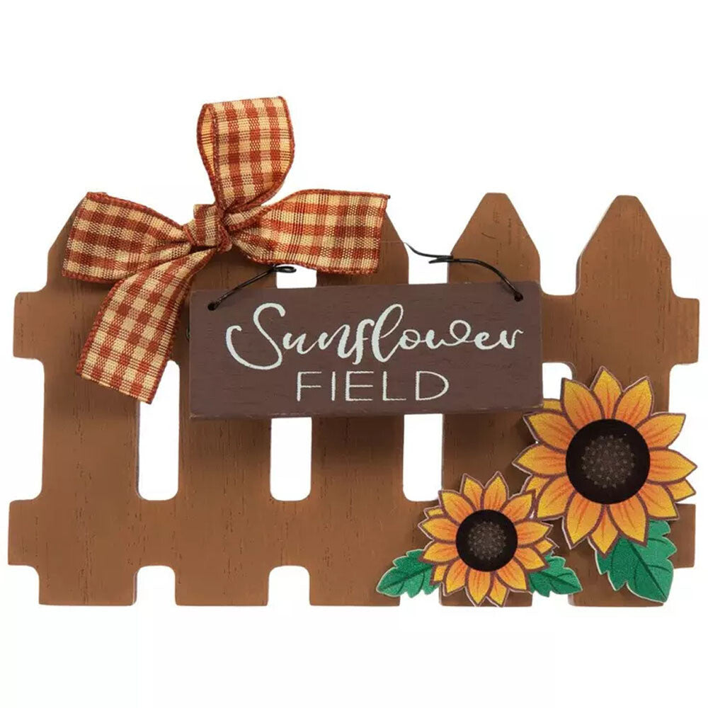 HL Fall Decor - Sunflower Chunky Wood Fence Tier Tray Decor