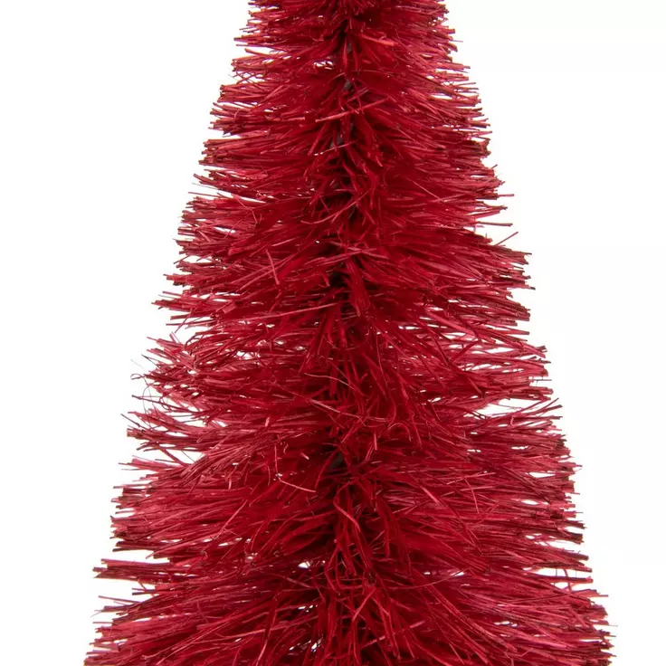 HL Valentines Decor - Muted Red Pink Cream Sisal Bottlebrush Trees 3pc
