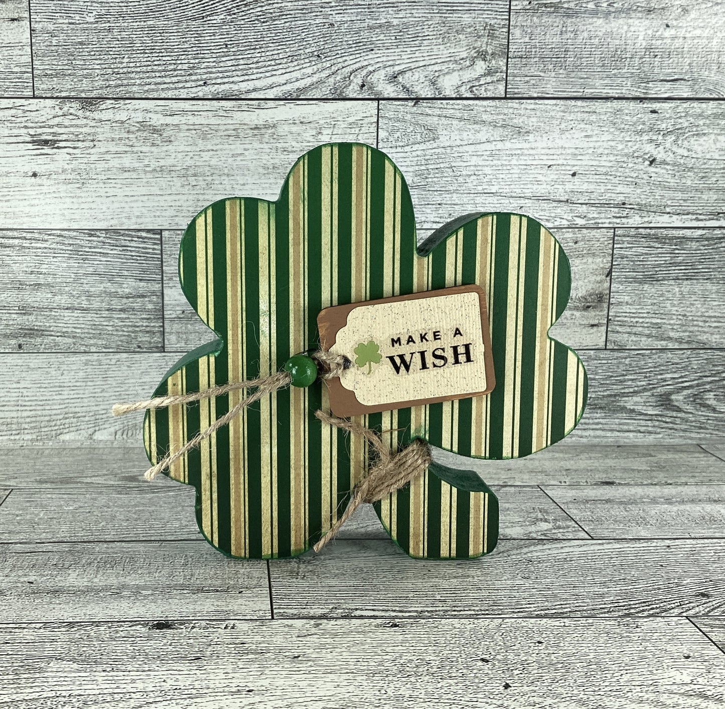 AGD Saint Patrick Decor - Chunky Wood Shamrock Sitter 3pc Set