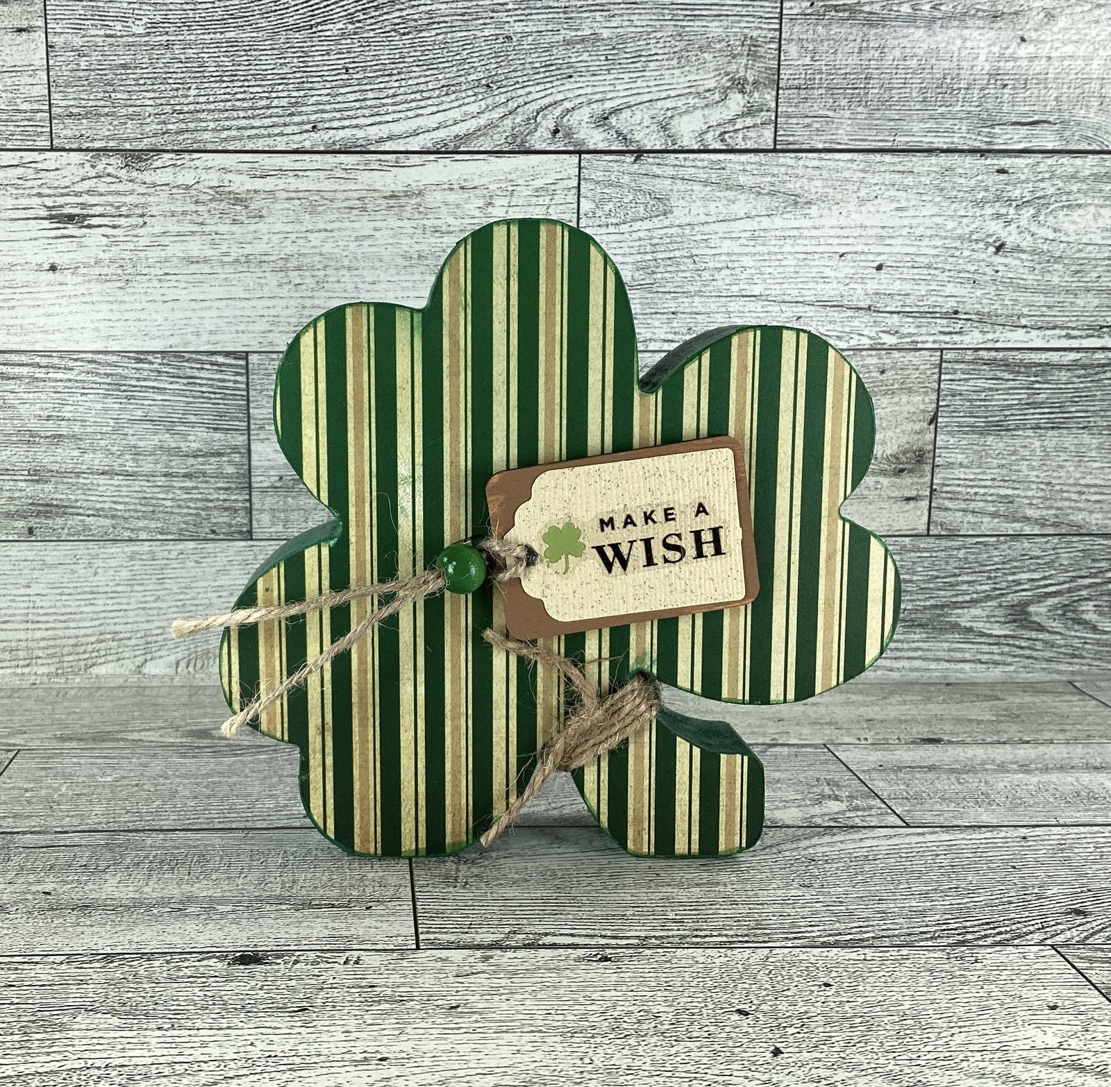 AGD Saint Patrick Decor - Chunky Wood Shamrock Sitter 3pc Set