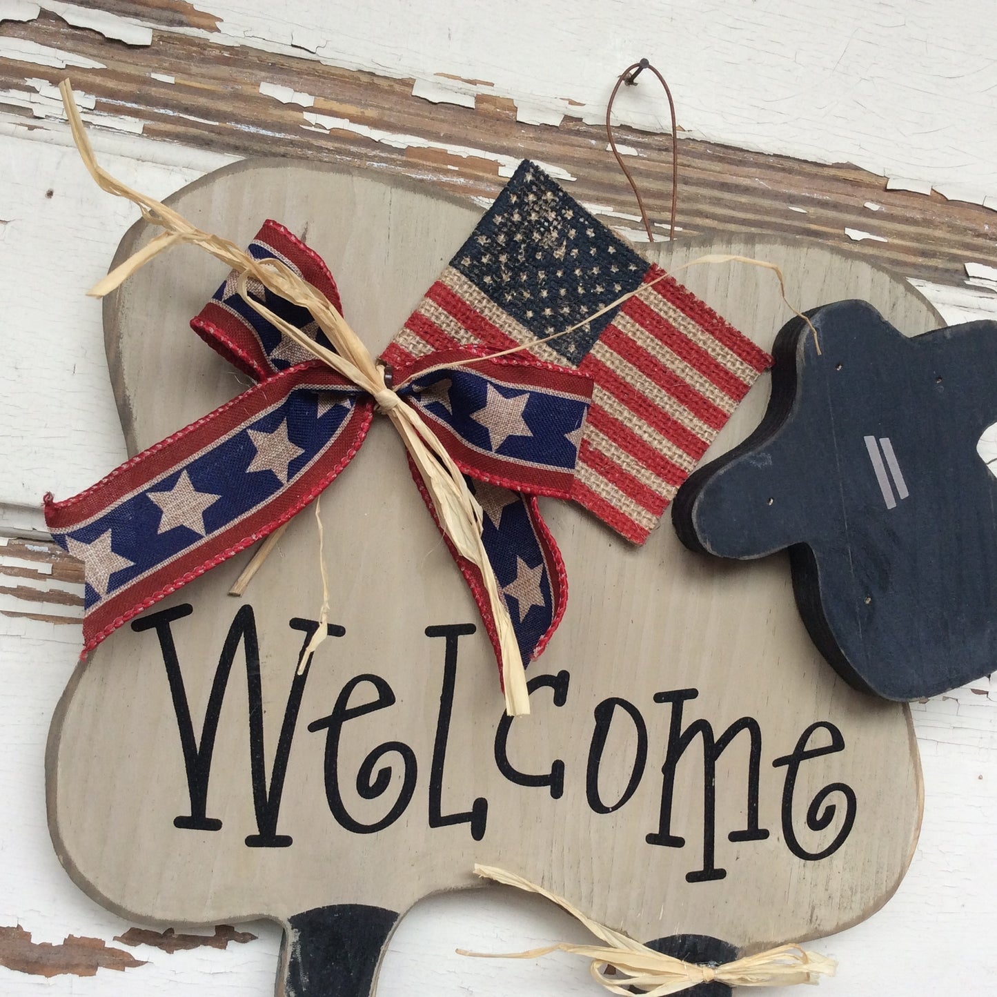 AGD Patriotic Decor - Americana Prim Welcome Chunky Prim Sheep