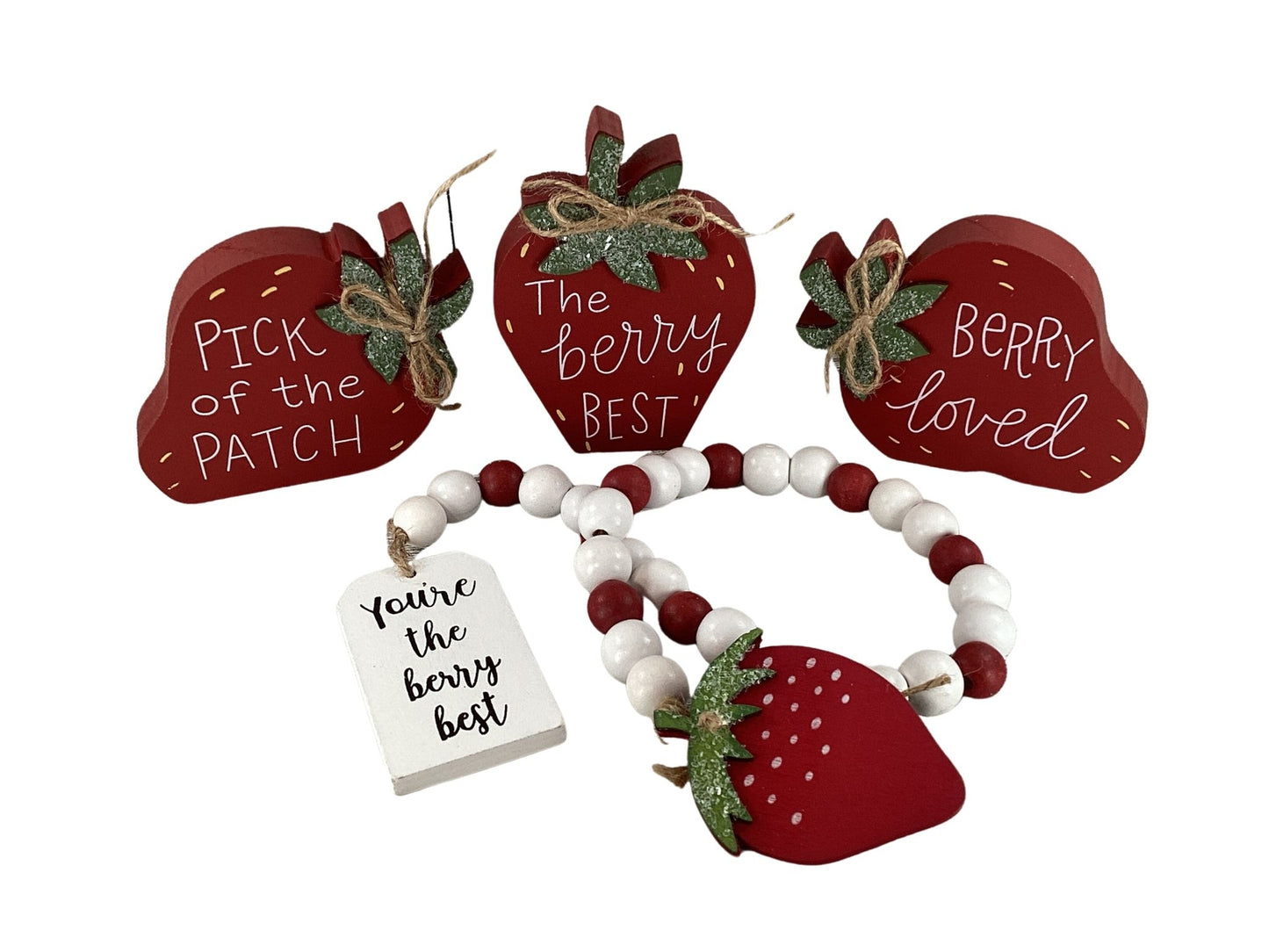 AGD Spring Decor - Summer Strawberry Theme Tier Tray Decor 4pc Set