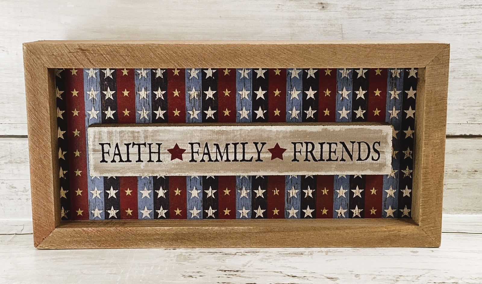 AGD Patriotic Decor - July 4th Faith Family Friends Inset Box Sign
