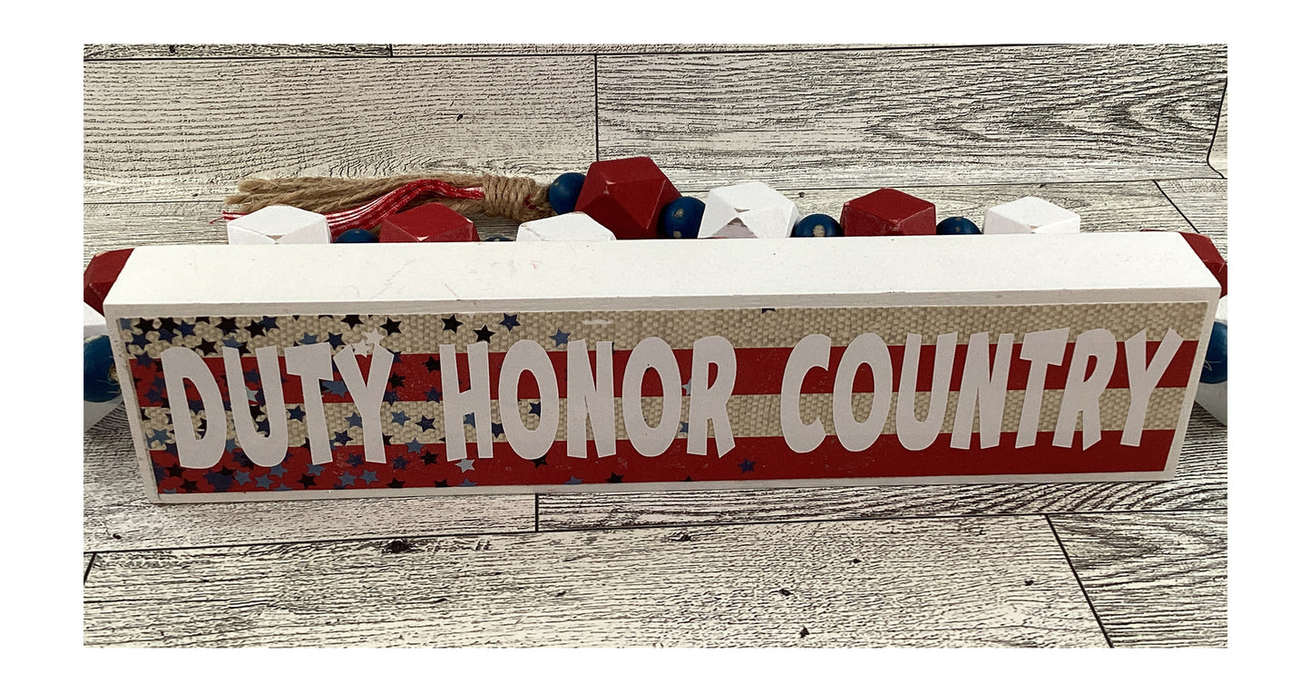 AGD Patriotic Decor - Duty Honor Country Beaded Reversible Sign  Stars 3pc
