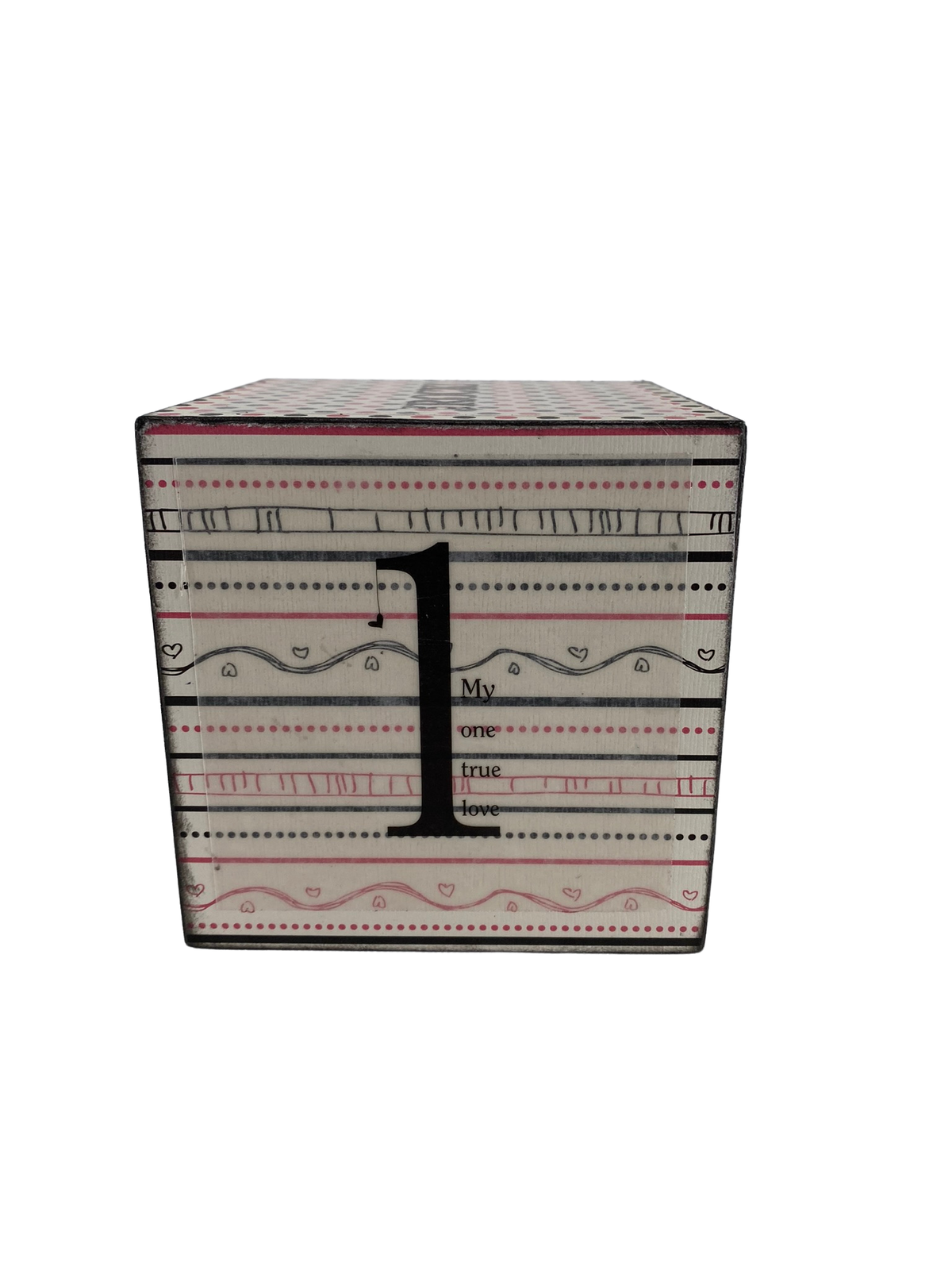 AGD Valentines Decor -  Pink White Black Love Sayings Wood Block