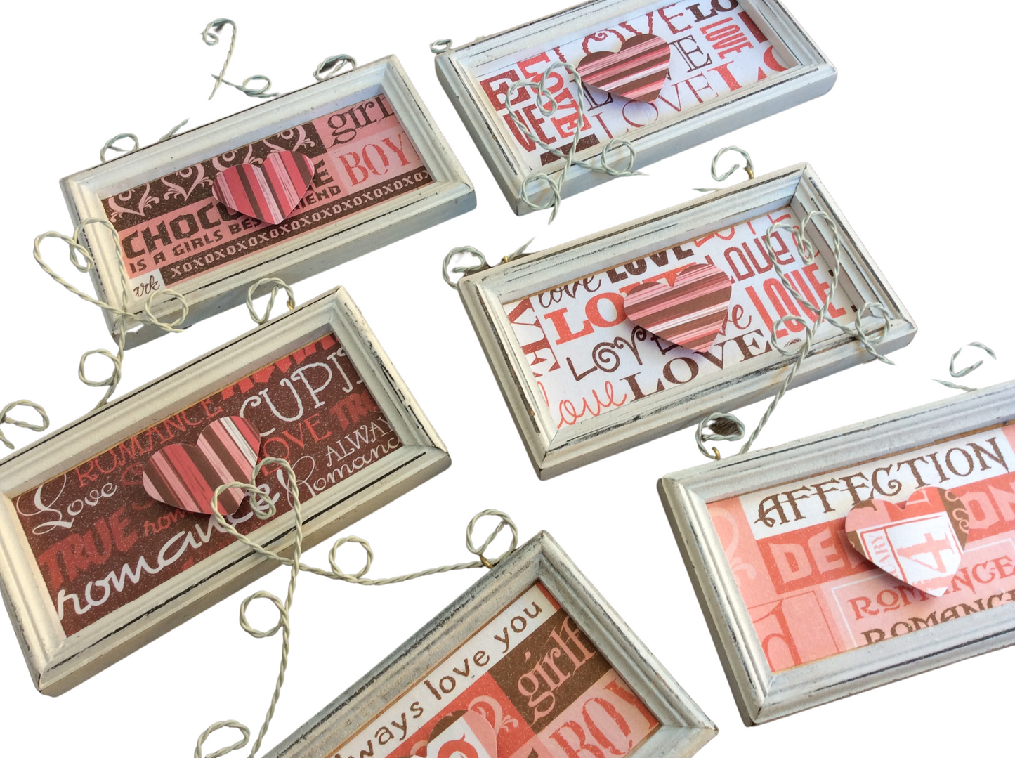 AGD Valentines Decor - Heart Love Theme Ornaments 6pc Set