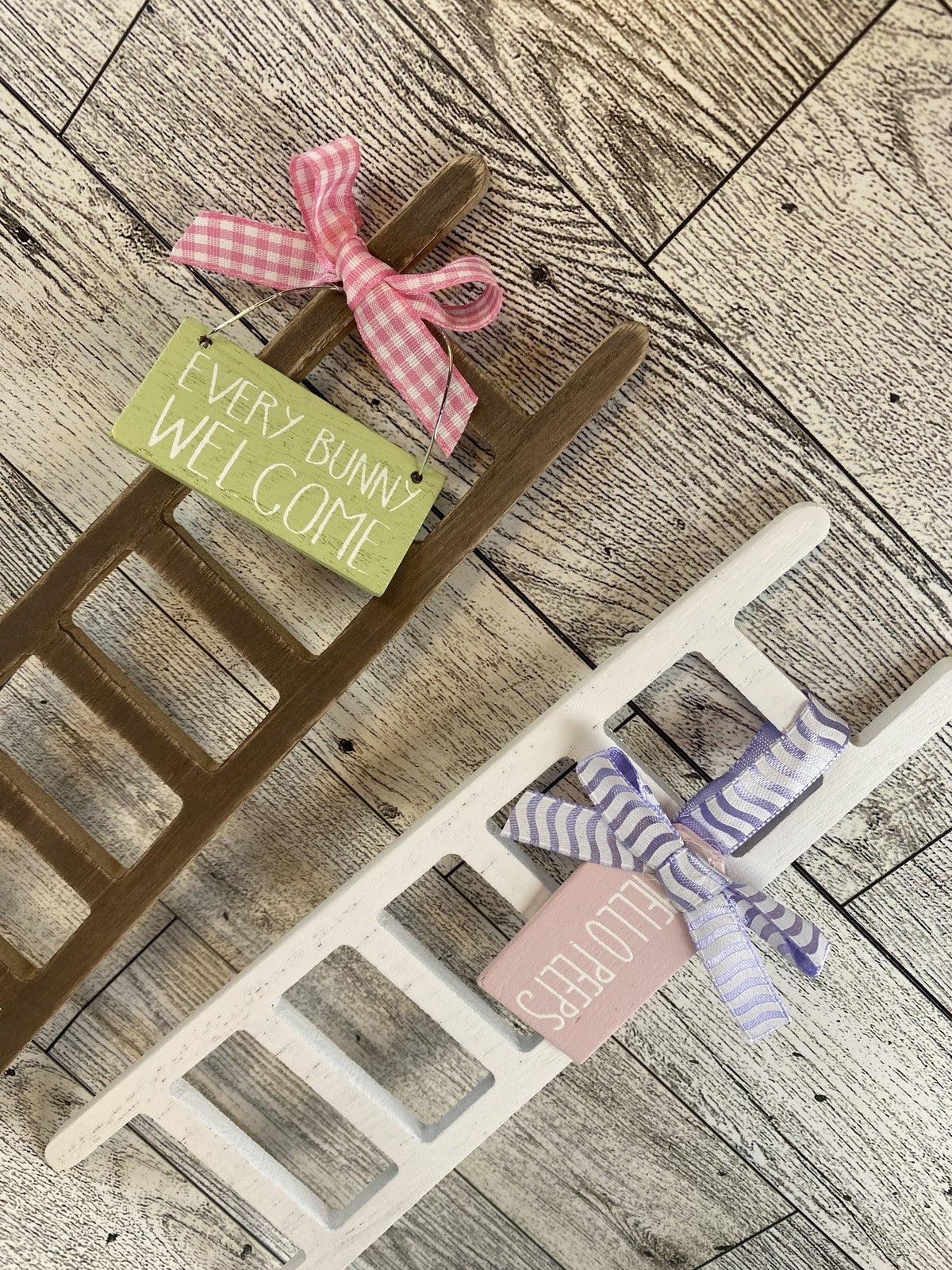 HL Easter Decor - Hello Peeps Welcome Bunny Wood Mini Ladders 2pc