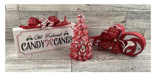 AGD Christmas Decor - Peppermint Candy Cane Tier Tray Display 3pc Set