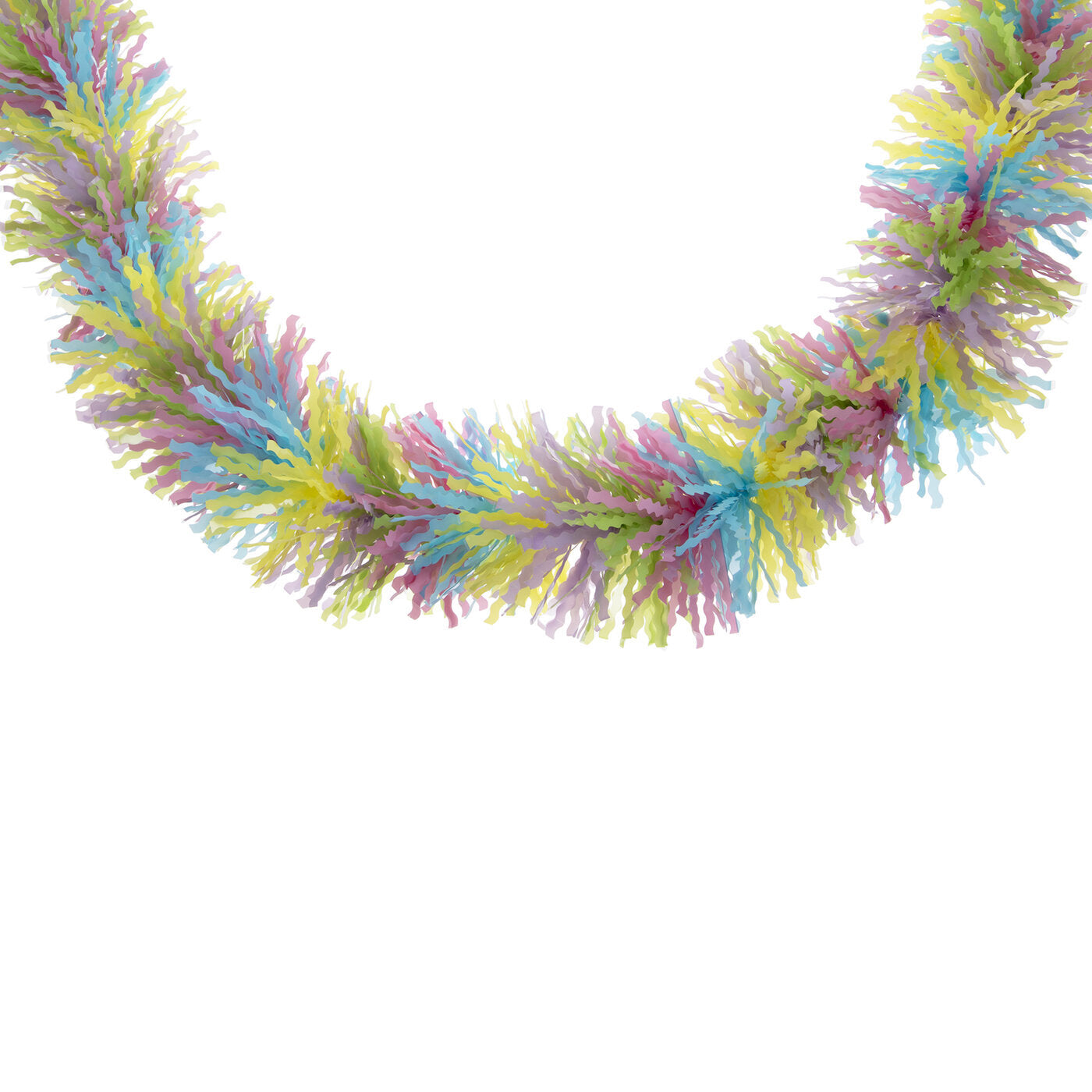 HL Easter Decor - Pink Blue Yellow Green Spring Colors Thick Tinsel Garland 9ft