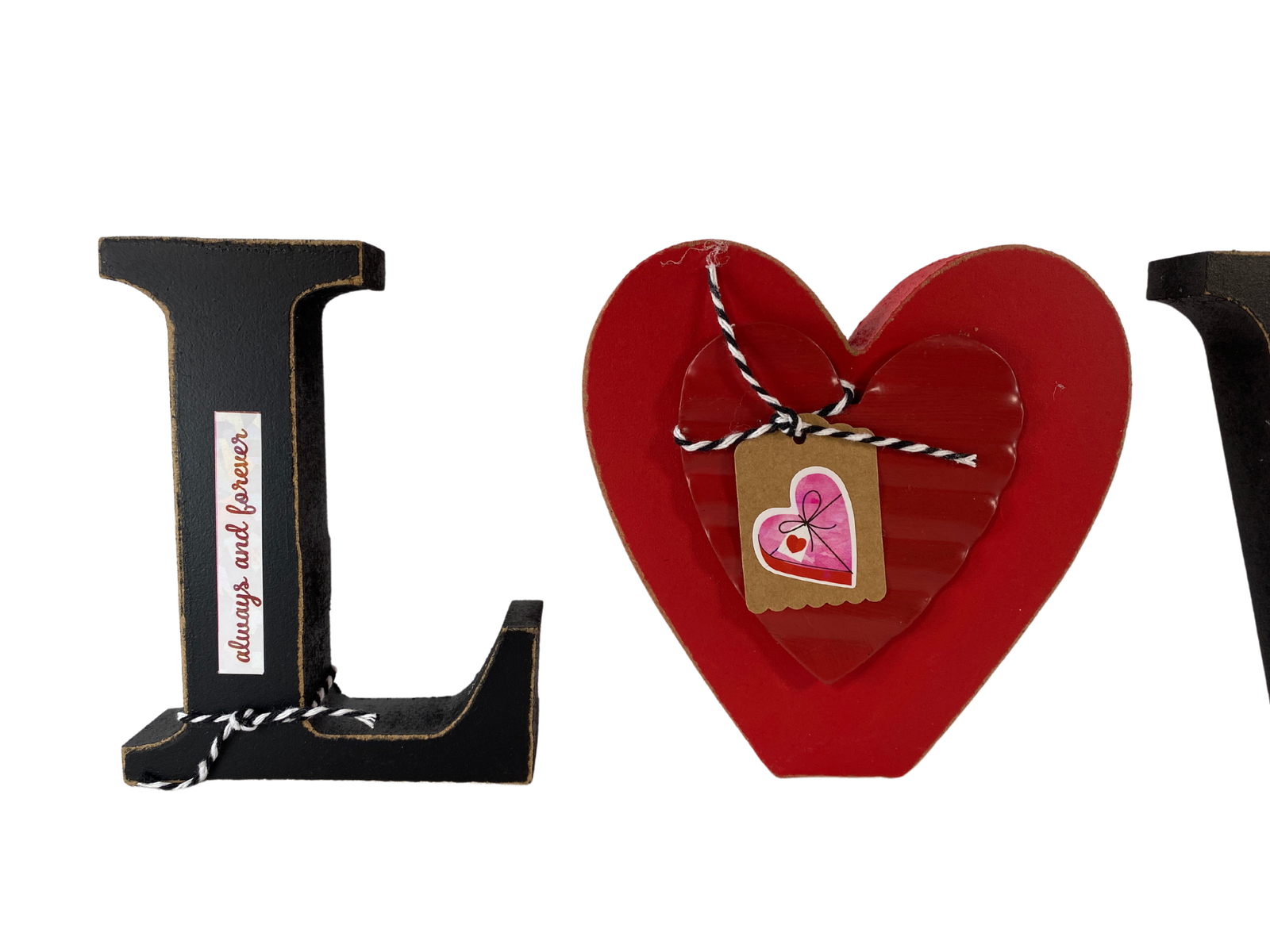 Valentines Decor - Chunky Wood Heart Love Letter Word Tabletop Display