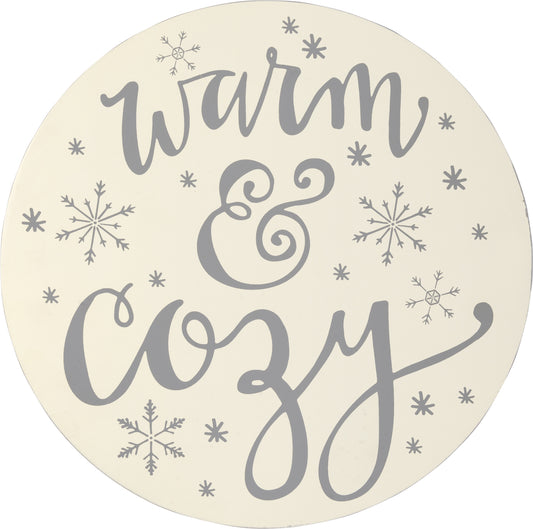 PBK Christmas Decor - Warm and Cozy Wreath Insert Sign