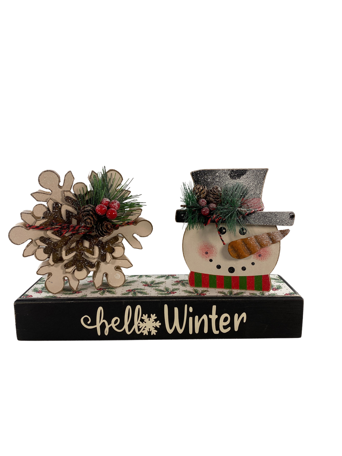 AGD Christmas Decor - Let It Snow Welcome Winter Chunky Wood 3pc Set