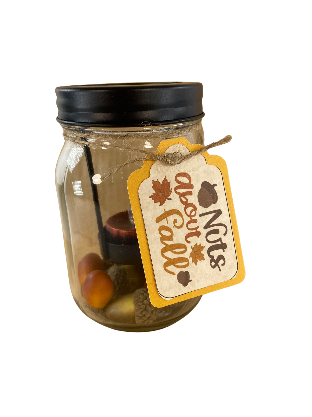 AGD Fall Decor - Prim Nuts About Fall Tealight Mason Jar Holder