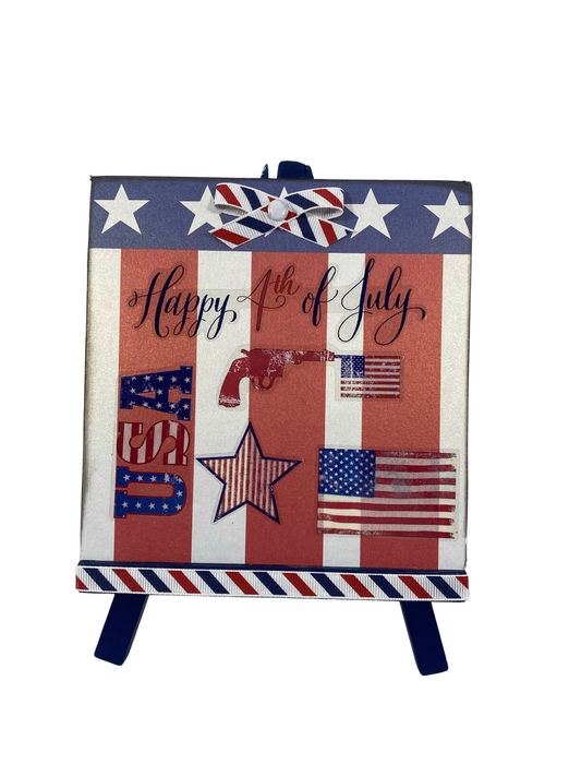 AGD Patriotic Decor - Memorial Veteran July 4th American Easel Sign
