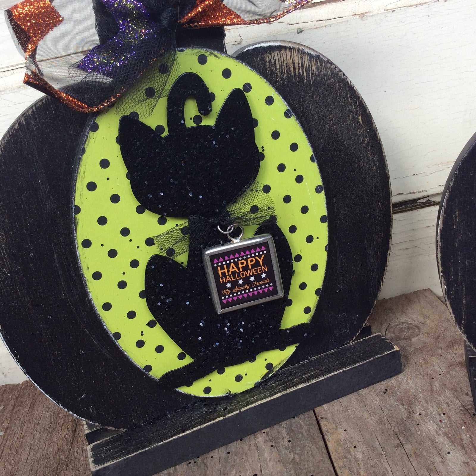 AGD Halloween Decor - Black Cat Candy Corn Pumpkins 2pc Set