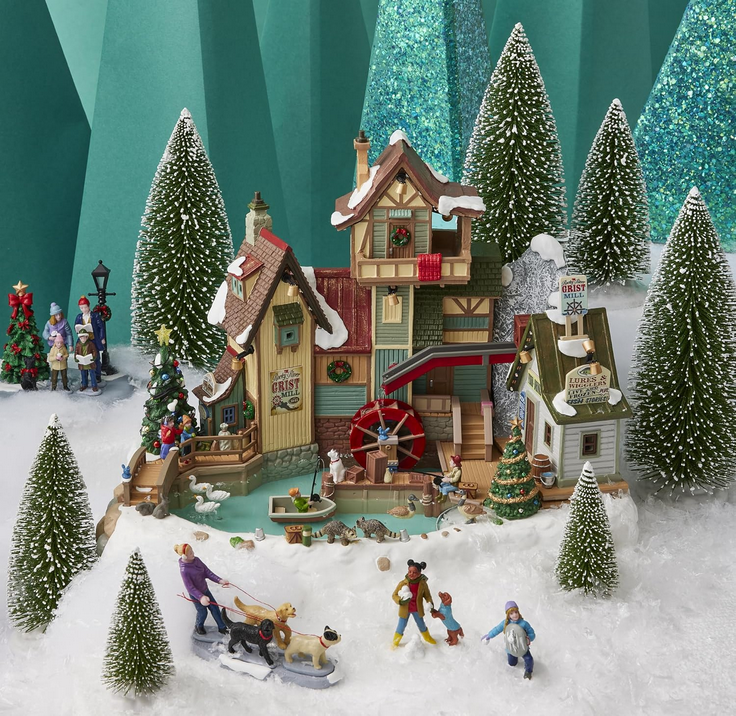 Lemax Christmas Decor - Green Snowy Sisal Trees 3pc Set