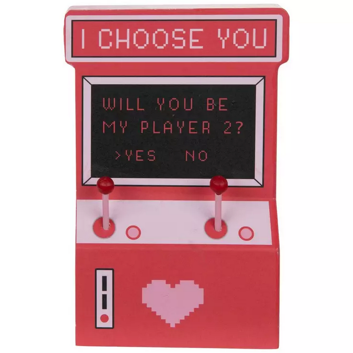 HL Valentines Decor - 80's Pinball Arcade Game Chunky Wood Sitters 2pc