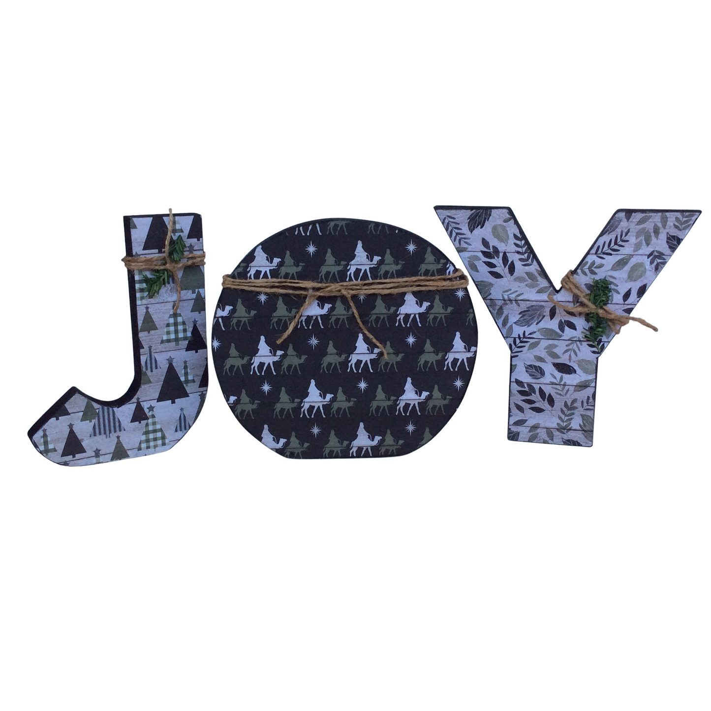 AGD Christmas Decor - Woodland Chunky Joy Letters Tabletop Sign