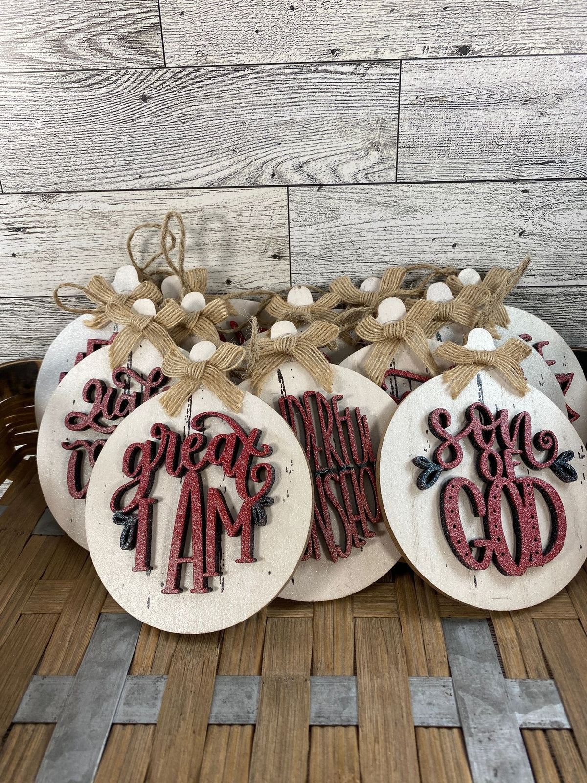 AGD Christmas Decor -  Names of God Advent Layered Wood Ornaments 12pc