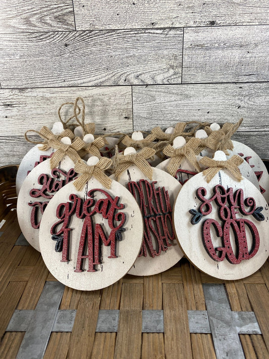 AGD Christmas Decor -  Names of God Advent Layered Wood Ornaments 12pc