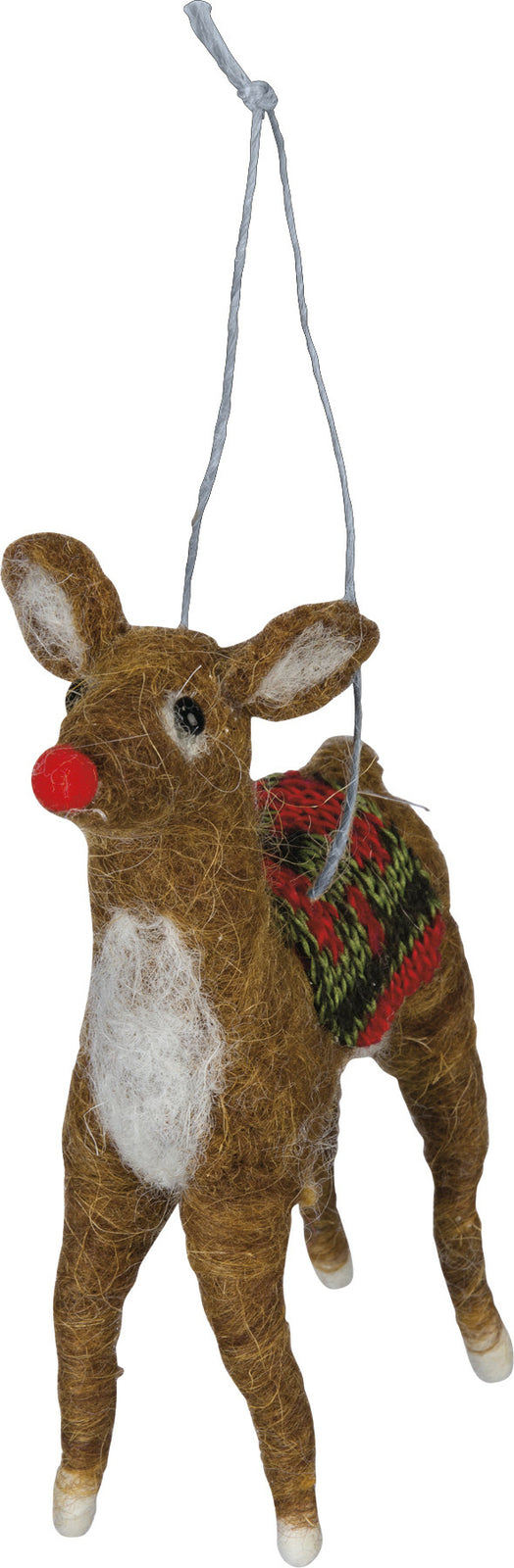 PBK Christmas Decor - Felt Rudolph Reindeer with Red Nose Ornament