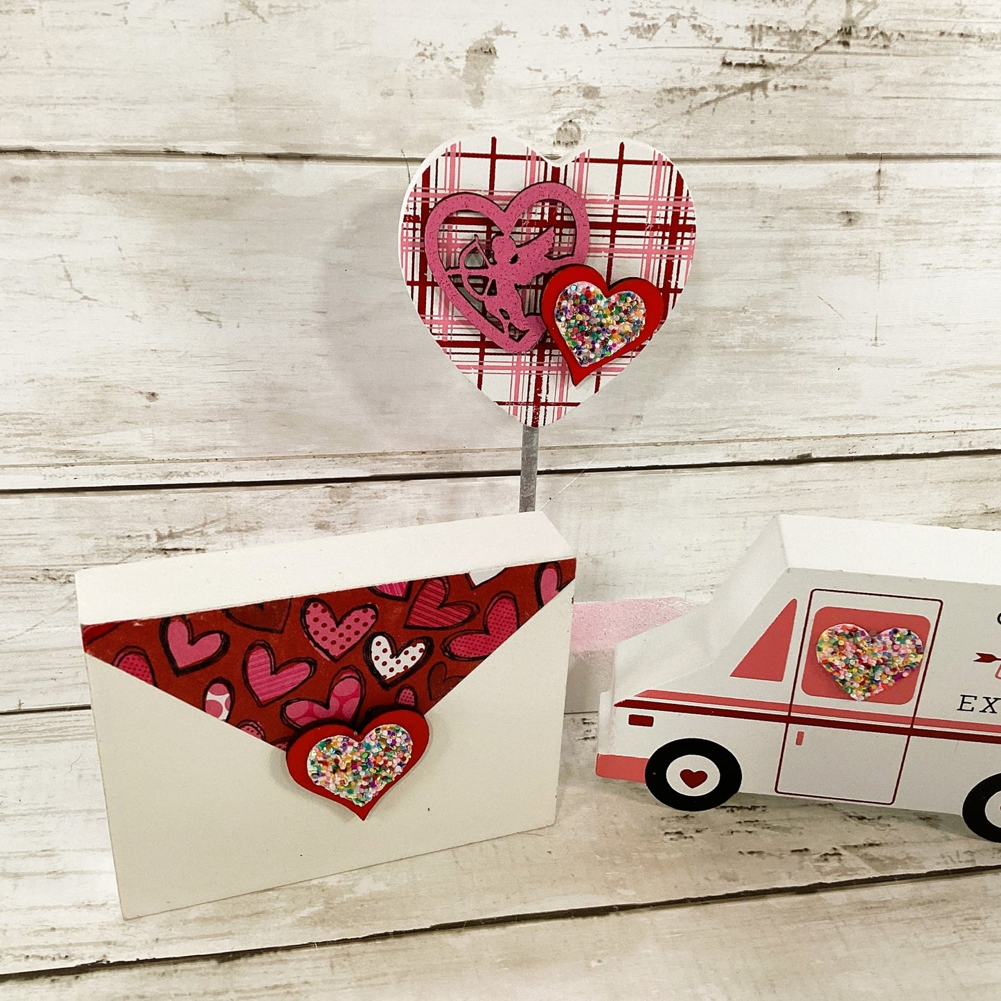 AGD Valentines Decor - Cupid Express Letter Mail Truck Tier Tray 3pc