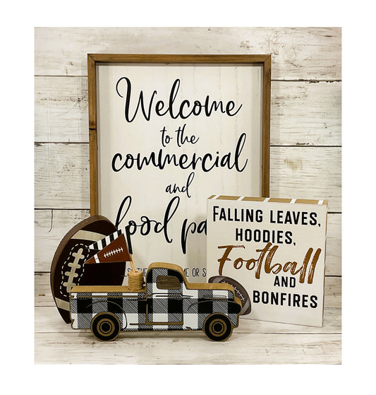 AGD Fall Decor - Truck Football Superbowl Party Theme  Decor 4pc