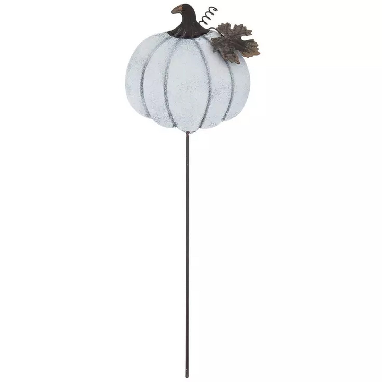 HL Fall Decor - Harvest White Pumpkin Metal Plant Pick