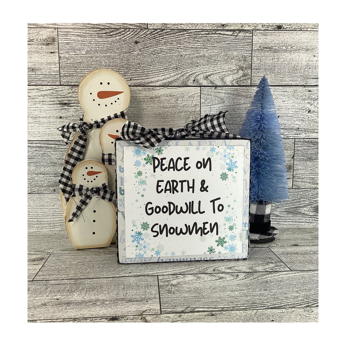 AGD Christmas Decor - Winter Goodwill Snowmen Chunky Wood 3pc