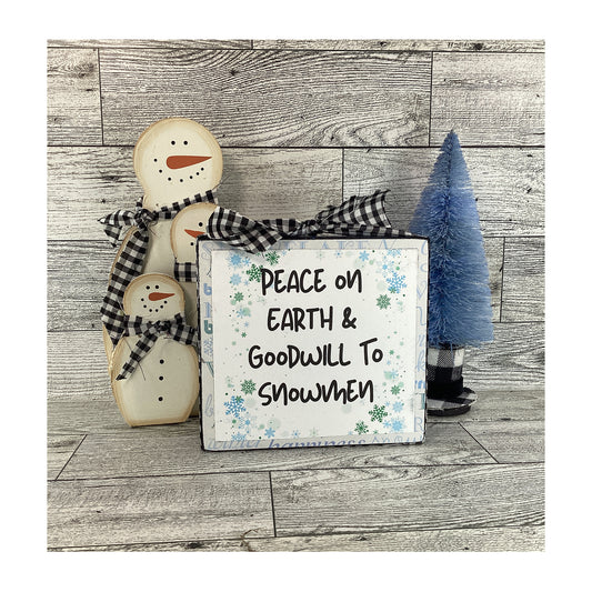 AGD Christmas Decor - Winter Goodwill Snowmen Chunky Wood 3pc