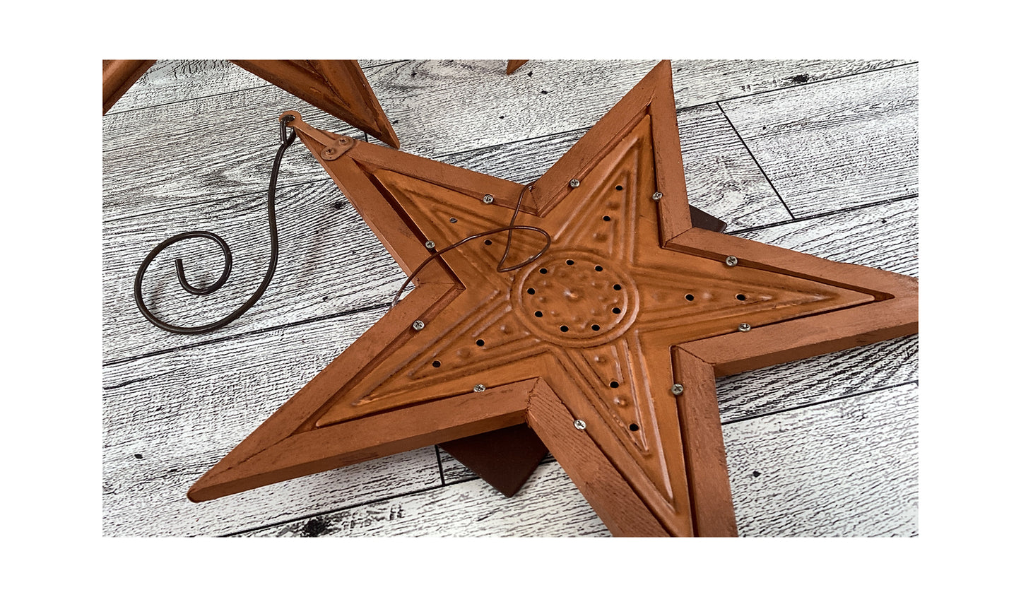 Fall Fall Decor - Fall Autumn Thanksgiving Prim Star Ornament 3pc