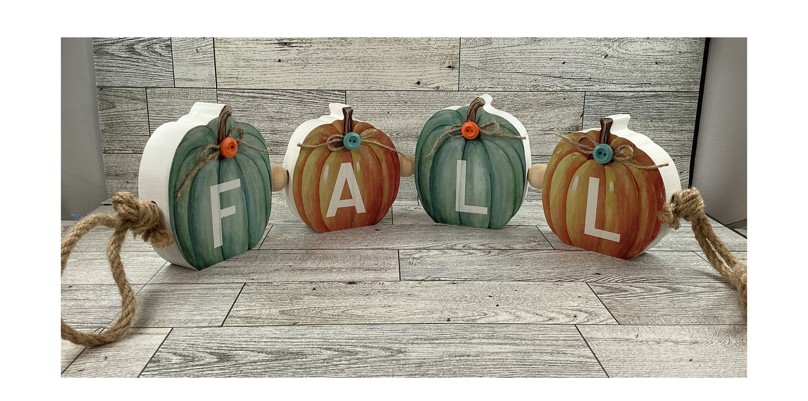 AGD Fall Decor - Chunky Wood Fall Pumpkins Water Color Squirrel 2pc