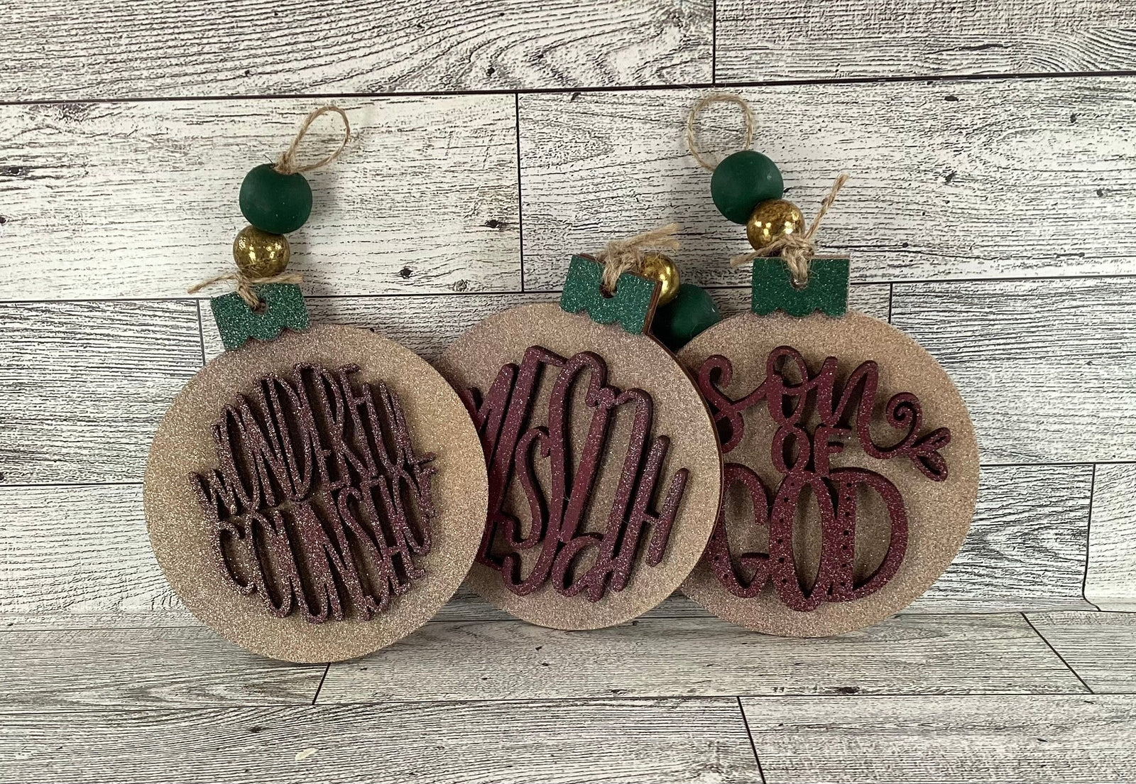 AGD Christmas Decor -  Names of God Advent Layered Wood Ornaments 12pc