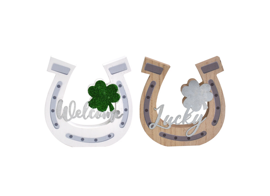 DT Saint Patrick's Supply - MDF Wood Welcome Lucky Horseshoe 2pc Set