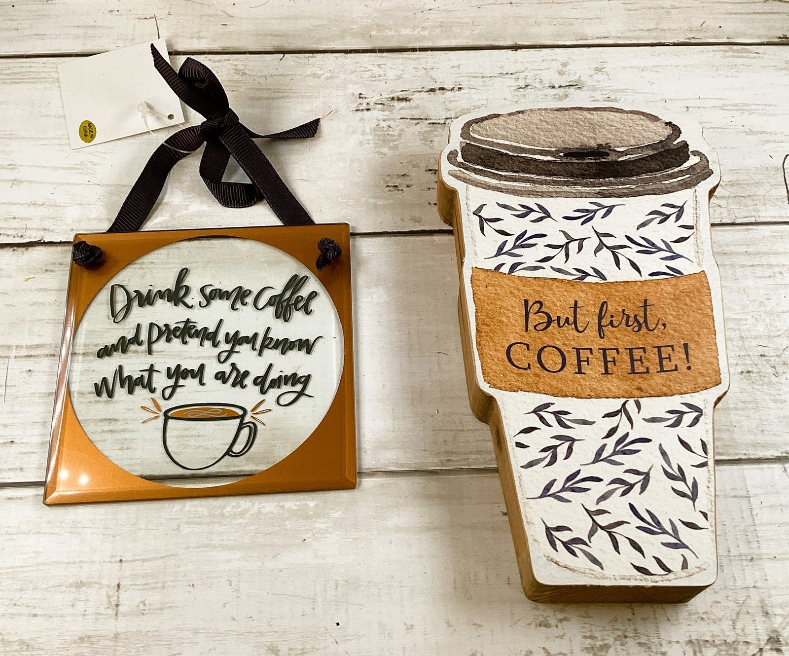 PBK Home Decor - Snark Drink Coffee Saying Glass Ornament