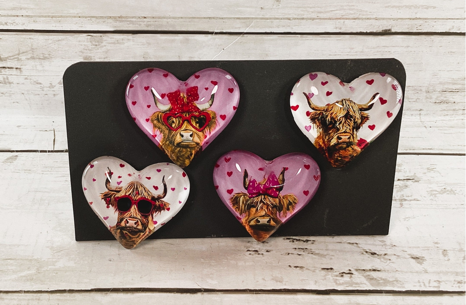 HL Valentines Decor - Highland Cow Magnets & Metal Desk Table Stand