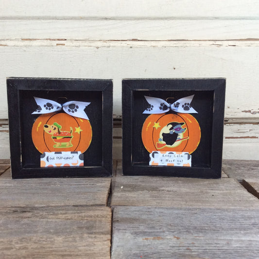 AGD Halloween Decor - Cute Sayings Puppy Dog Box Signs 2pc.