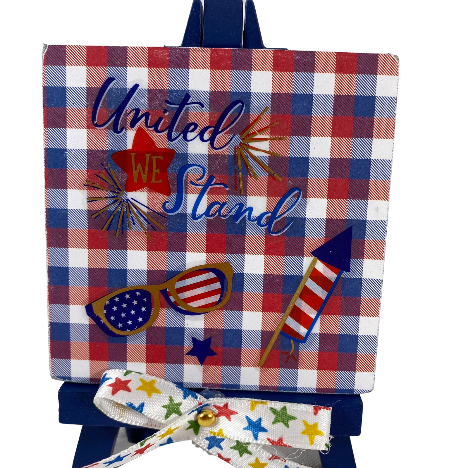 AGD Patriotic Decor - United We Stand Mini Easel Sign