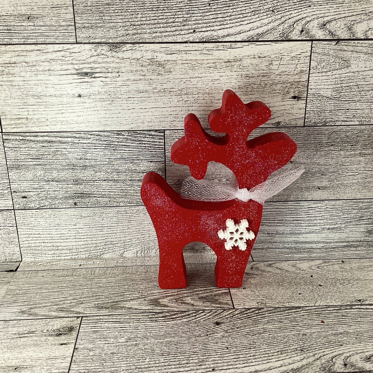 AGD Christmas Decor - Whimsy Red White Reindeer Directional Sign 2pc Set