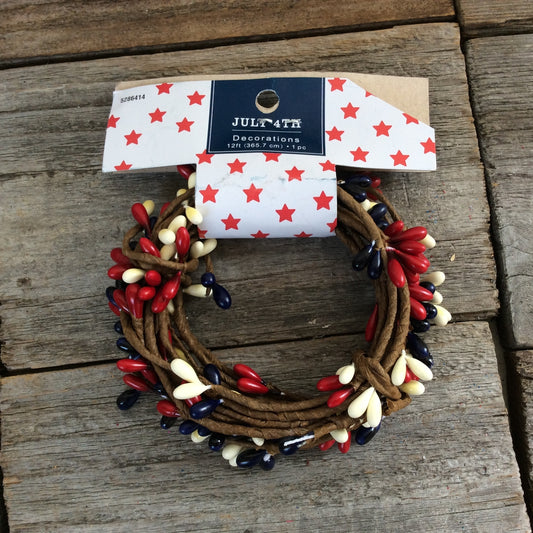 HL Patriotic Decor - Primi Muted Red White Blue Pipberry Trim Strand 1ft