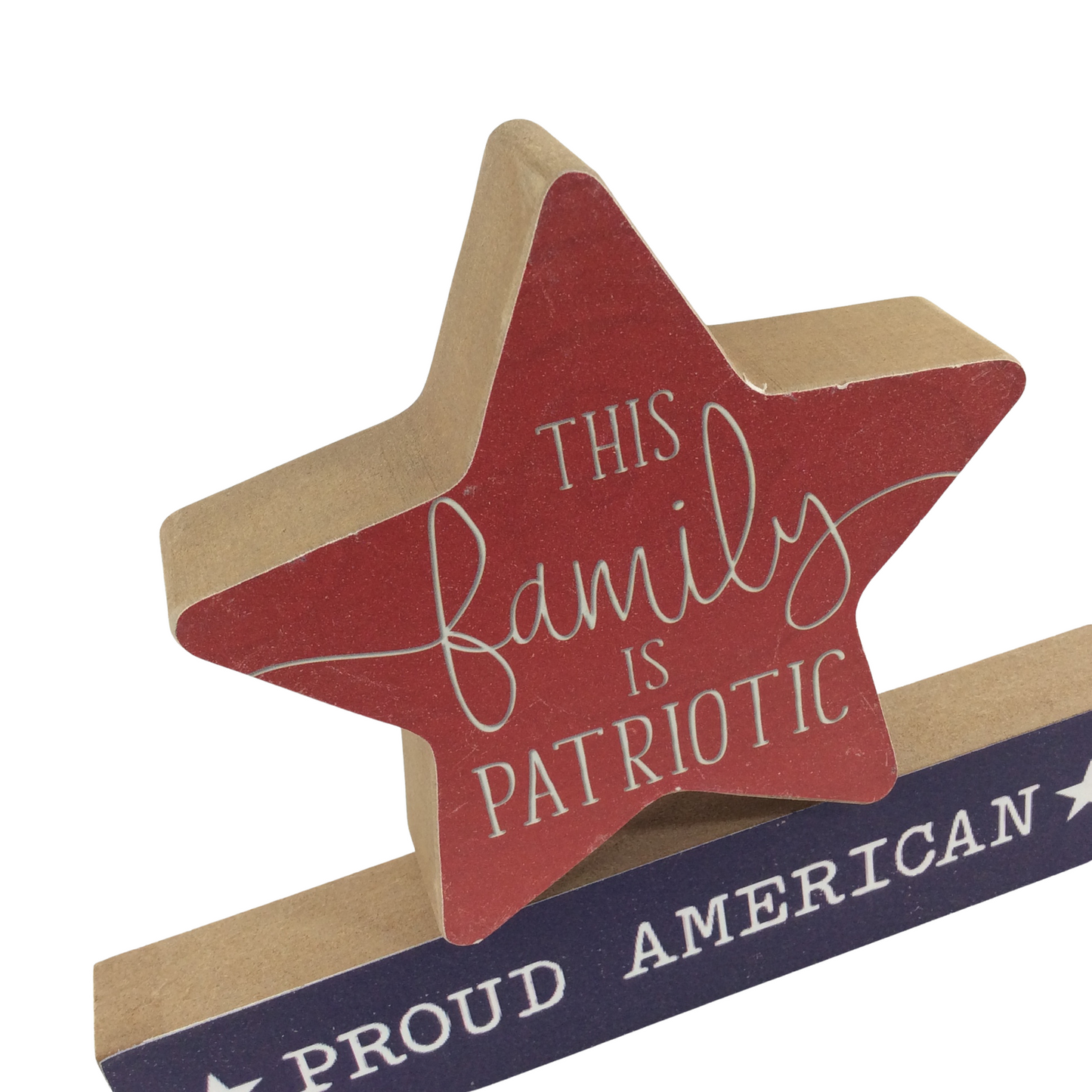 AGD Fall Decor -  This Family is Patriotic Chunky Wood 2pc Set