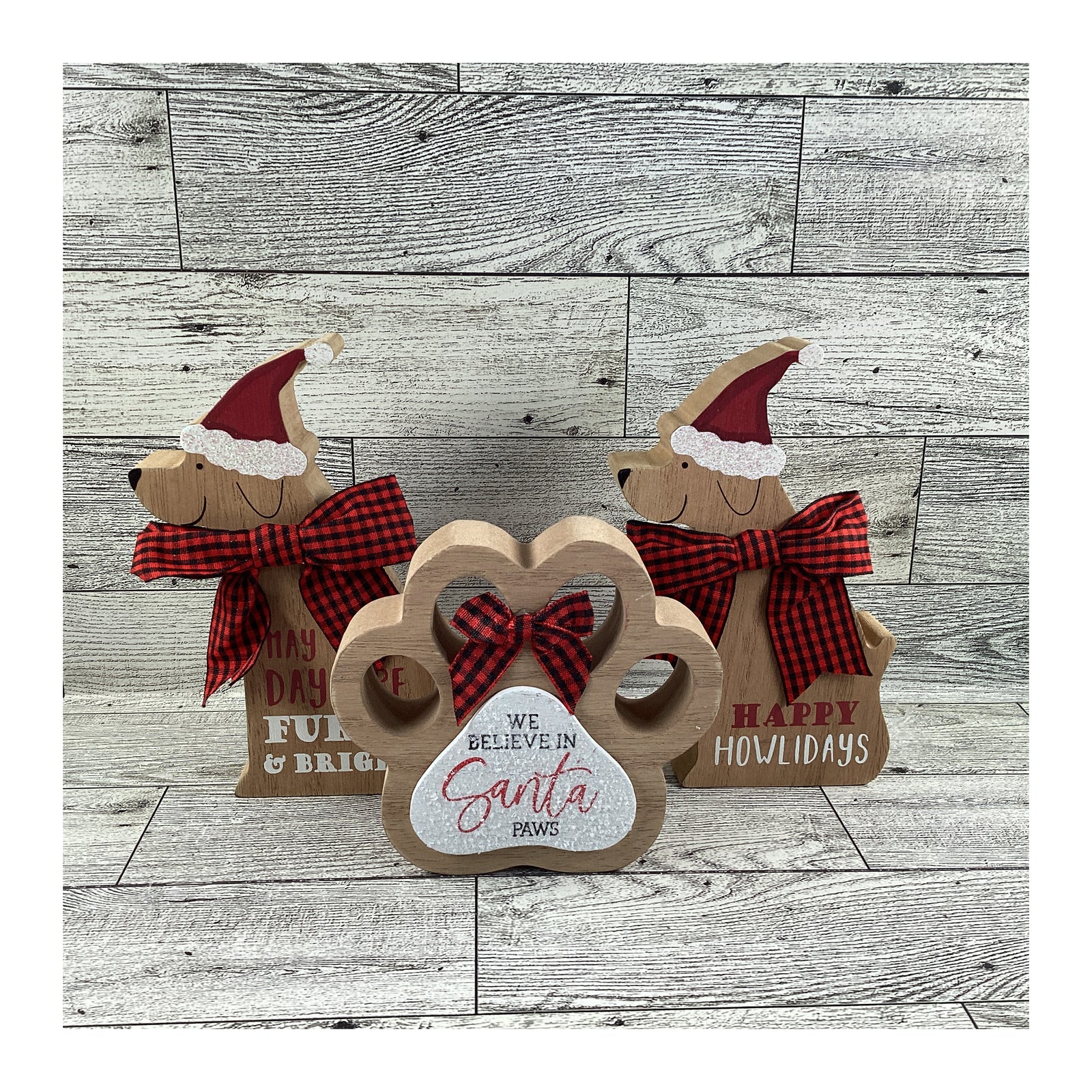AGD Christmas Decor -Puppy Dog Santa Paw Tier Tray 3pc Set