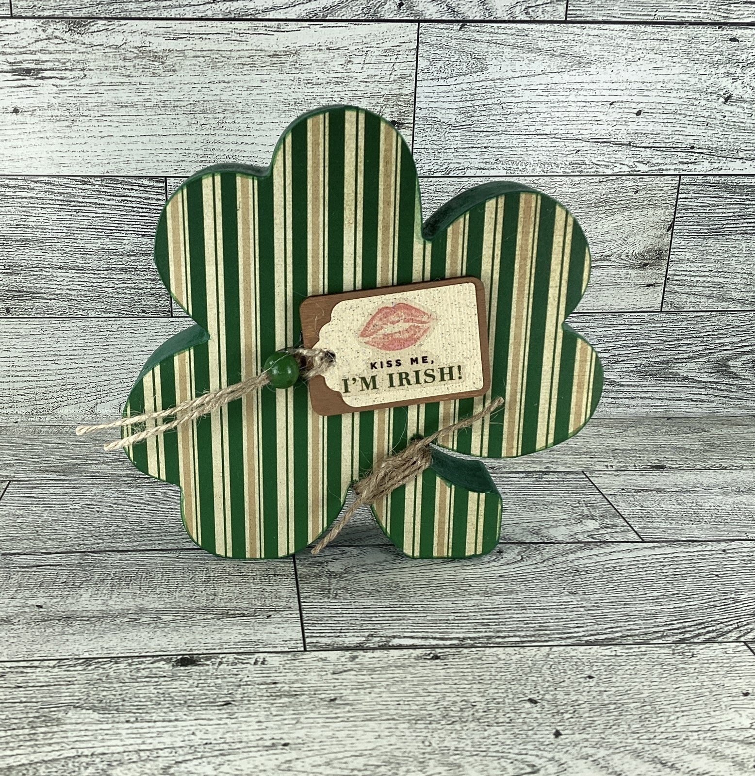AGD Saint Patrick Decor - Chunky Wood Shamrock Sitter 3pc Set