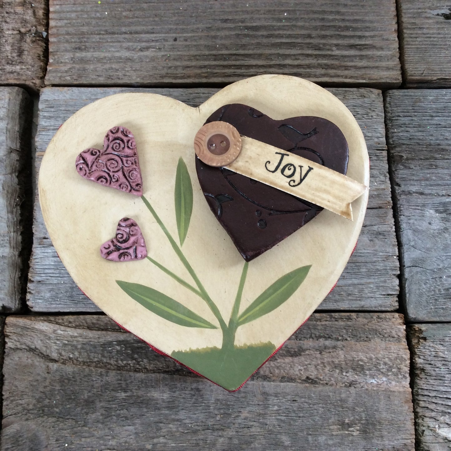 AGD Valentines Decor - Wood Stain Heart Ornaments 12pc Set