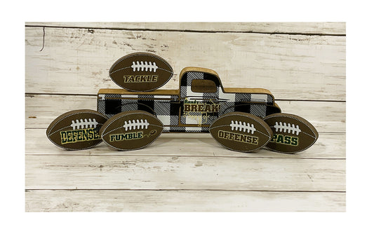 AGD Fall Decor - Chunky Wood Truck Football Theme Tier Tray Decor