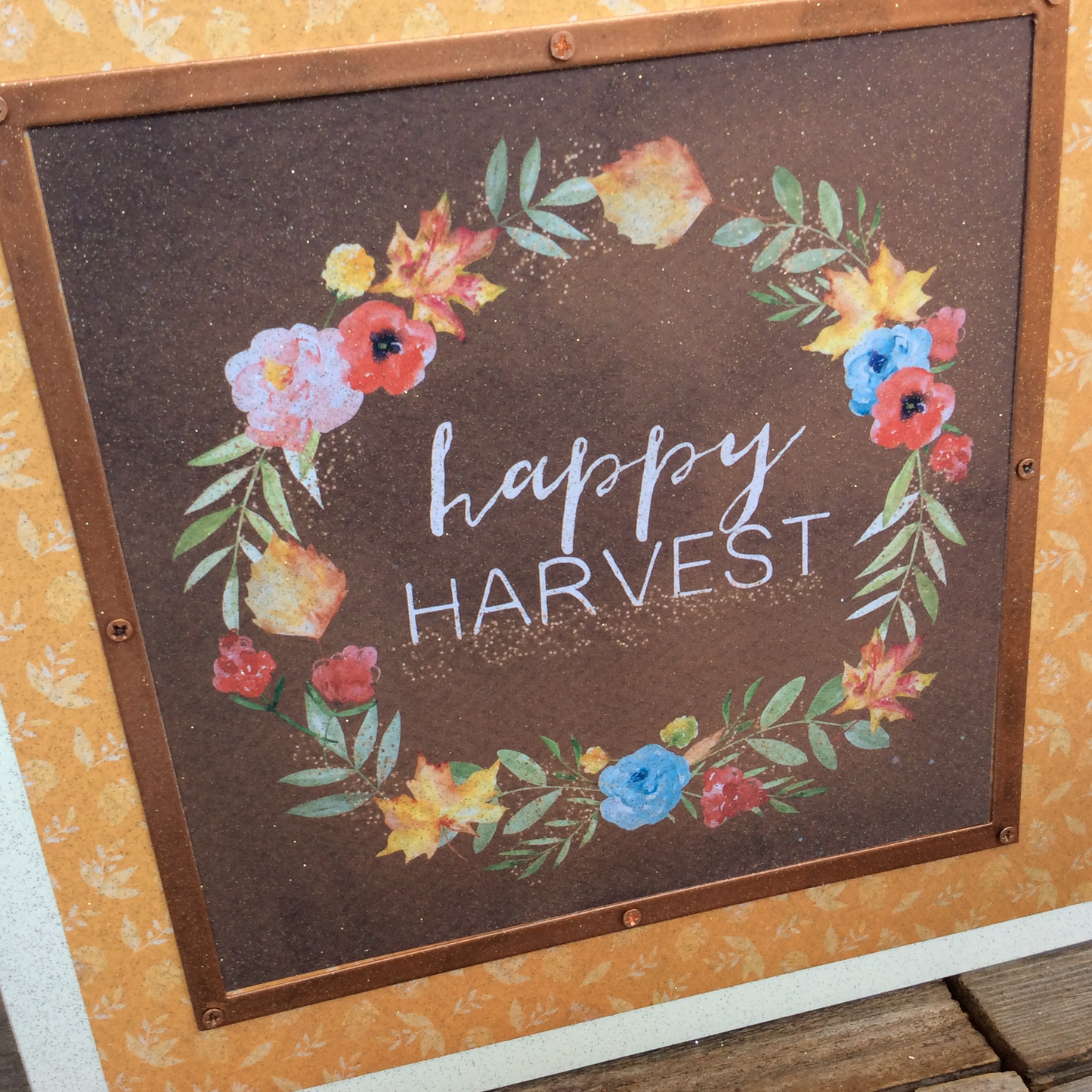 AGD Fall Decor - Happy Harvest Floral Wreath Box Sign