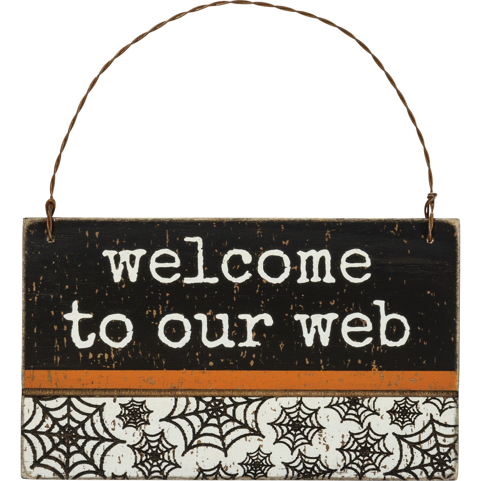 PBK Halloween Decor - Welcome to Our Web Cobwebs Ornament Sign