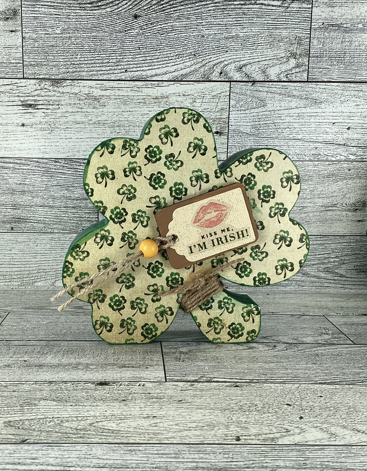 AGD Saint Patrick Decor - Chunky Wood Shamrock Sitter 3pc Set