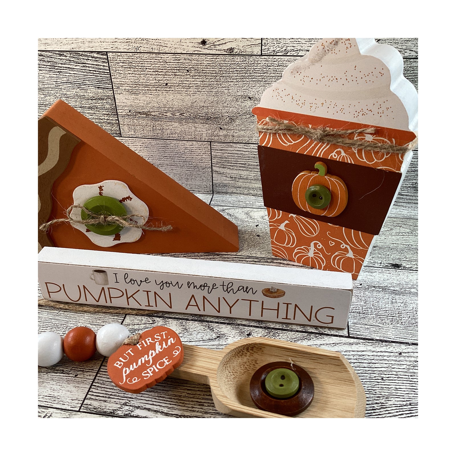 AGD Fall Decor - Chunky Pumpkin Pie Spice Coffee Spoon Tier Tray Set