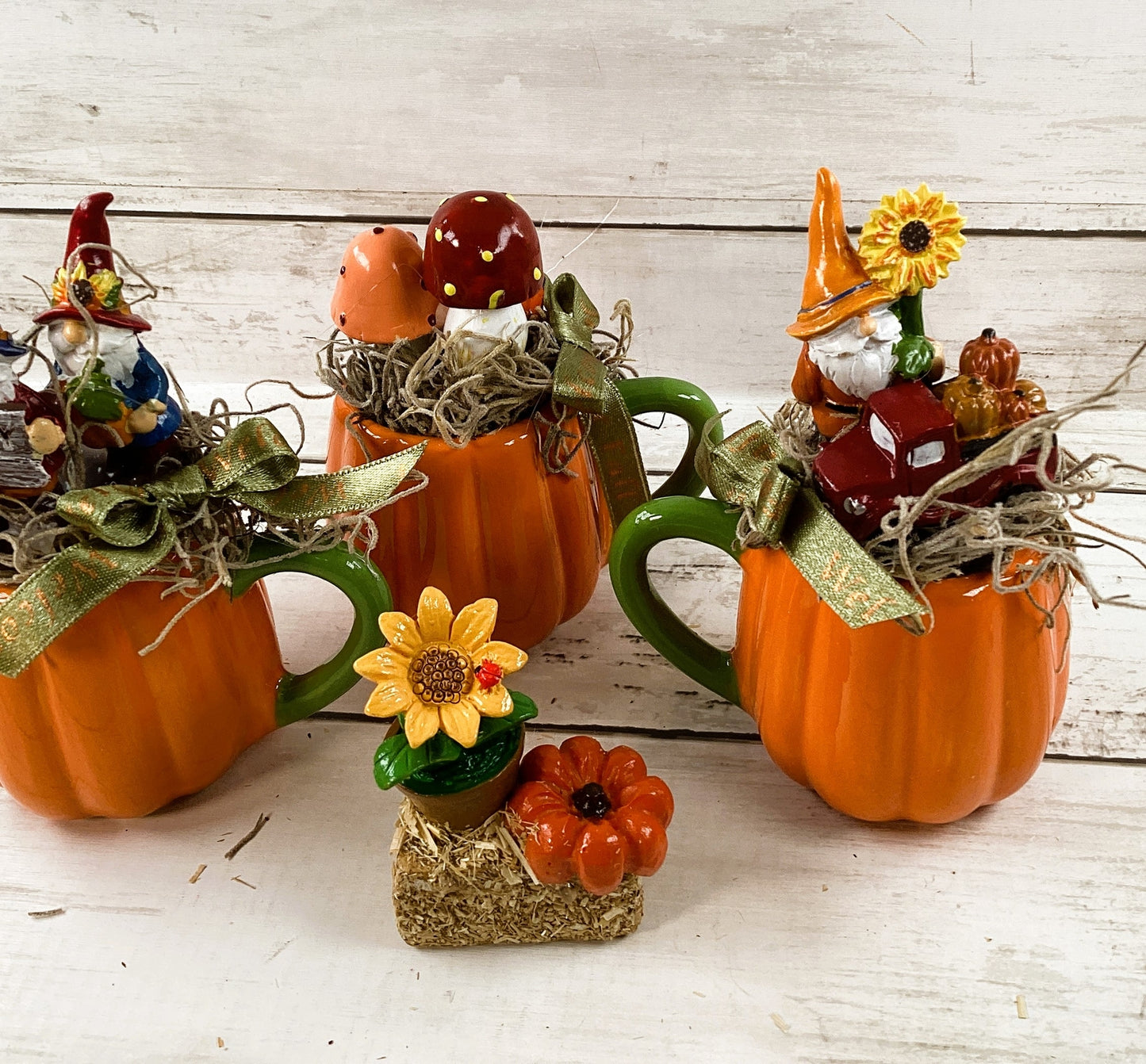 AGD Fall Decor - Small Espresso Pumpkin Coffee Cup Gnome Display 4pc